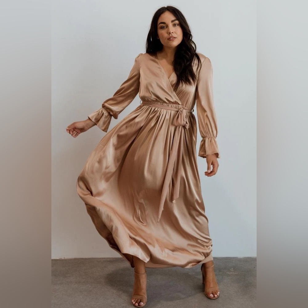 NWT Baltic Born Satin Faux Wrap Maxi Dress